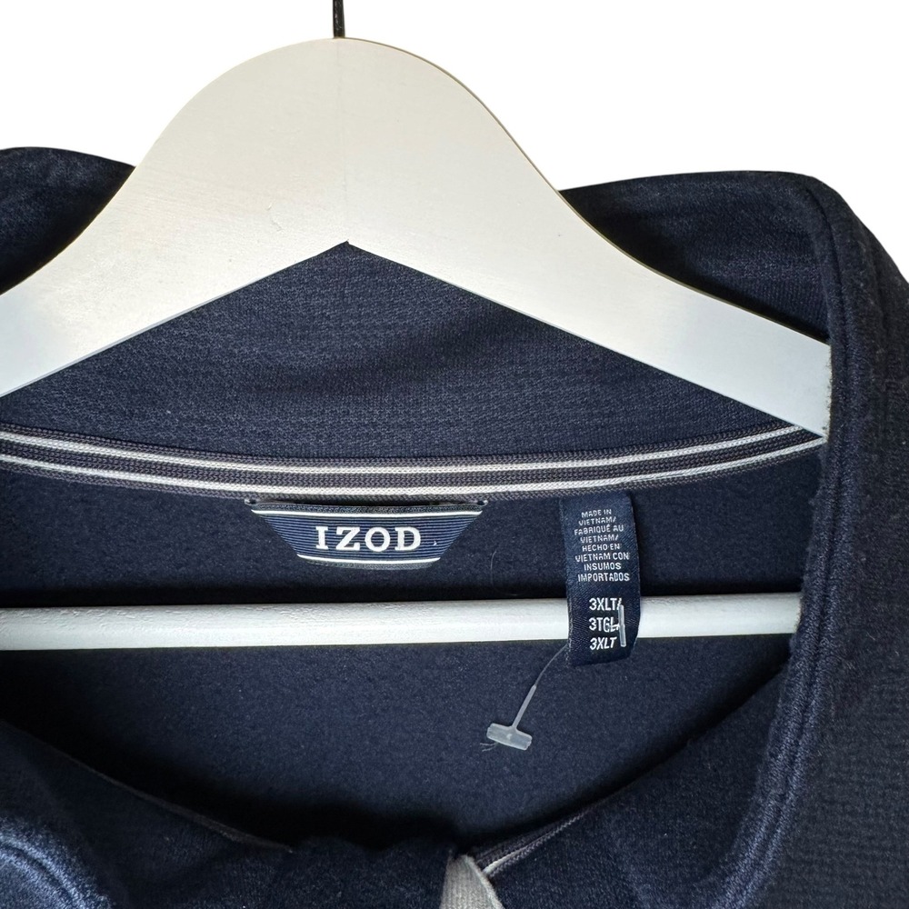 IZOD Pullover 3XLT Navy Grey Colorblock Snap Mock Neck Gorpcore Dadcore Classic - Picture 6 of 8
